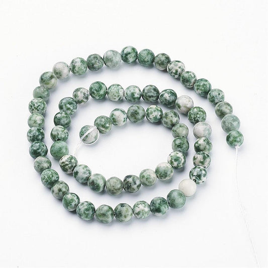 6mm Green Spot Jasper Round Bead Strand - Approx 60