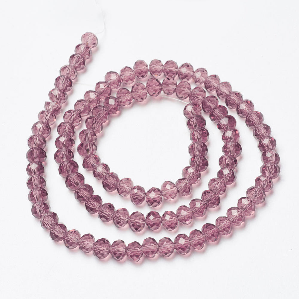 6x8mm Crystal Rondelle Bead Strand – Approx 62 Beads – Amethyst
