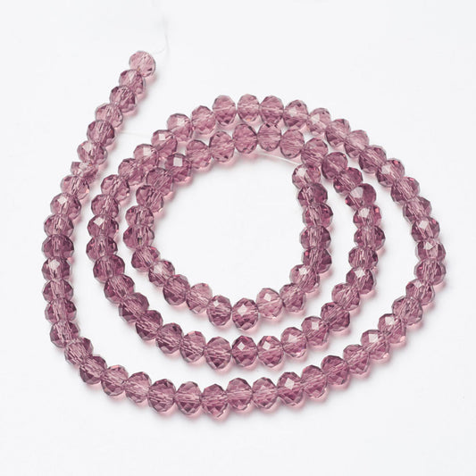 6x8mm Crystal Rondelle Bead Strand – Approx 62 Beads – Amethyst