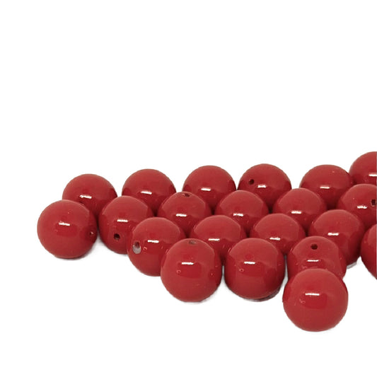 10mm Czech Round Glass Pearl Strand of 25 – 48158 – Dark Coral
