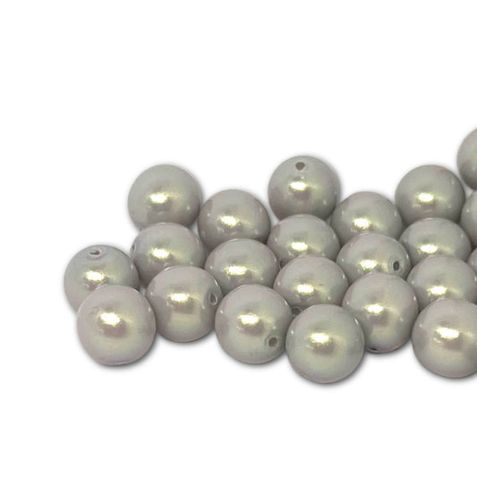 8mm Czech Round Glass Pearl Pack of 25 – 30003 – Smoked Silver