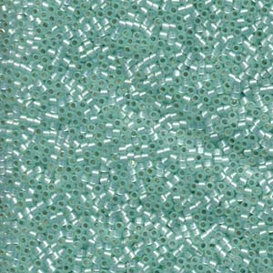 11/0 – Miyuki Delica - 5g Bag – Silver Lined Lt Mint Green Dyed Alabaster – DB626
