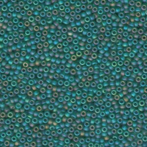 11/0 Miyuki Seed Beads - 25g Bag – Matte Transparent Dk Green AB - Colour 147FR