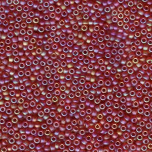 11/0 Miyuki Seed Beads - 25g Bag – Matte Transparent Red AB - Colour 141FR