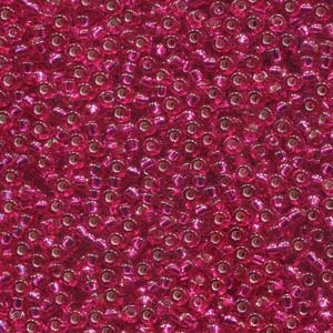 11/0 Miyuki Seed Beads - 25g Bag – Silver Lined Transparent Raspberry - Colour 1436