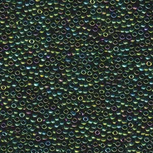 11/0 Miyuki Seed Beads - 25g Bag – Metallic Dark Green Iris - Colour 465