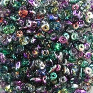 SuperDuo 2.5x5mm 24g Tube – Crystal Marea Peacock Gold