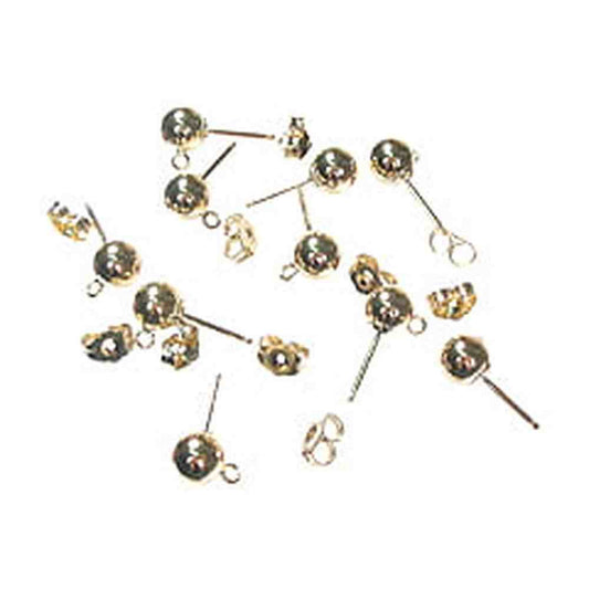 14kt Gold Filled Earring Ball Post with ring incl backs – Pair
