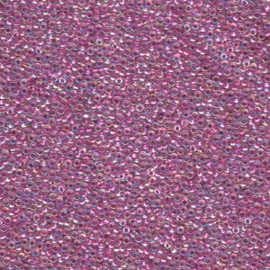 15/0 Miyuki Seed Beads - 5g Bag – Lined Magenta AB - Colour 264