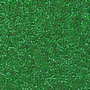 15/0 Miyuki Seed Beads - 5g Bag – Silver Lined Green - Colour 16
