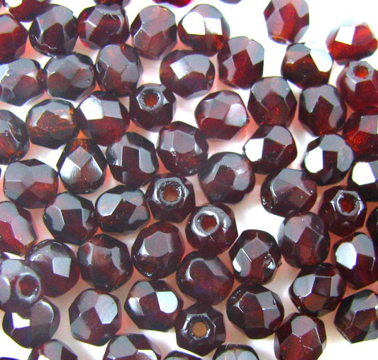 3mm Czech Fire Polish – 90100 – Garnet x 100