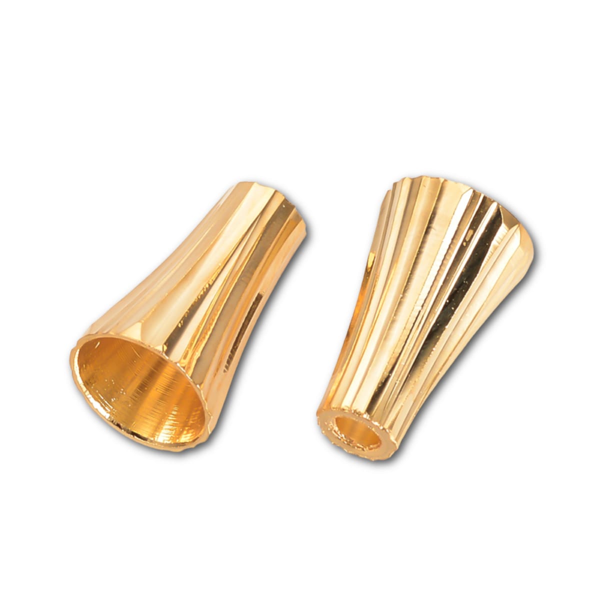 18k Gold Plated Scalloped Bead Cone 11.5x7mm - Fits 6mm Bead - Pack of 10