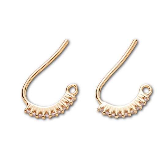 18k Gold Plated Cubic Zirconia Earring Hooks - Priced Per Pair