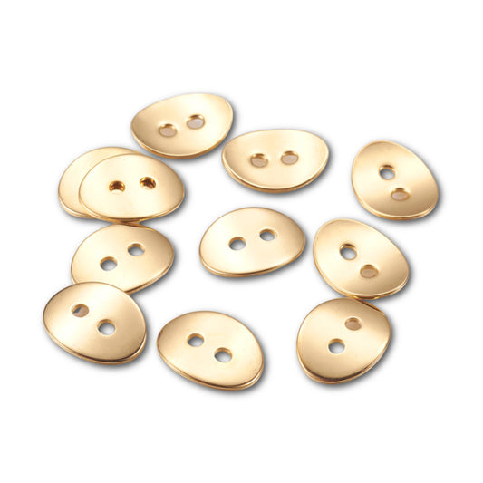 18k Gold Plated 10.5x14mm Oval Button (Great for using as clasps!) - Per Piece