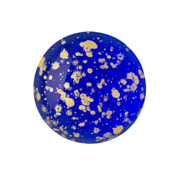 Czech Glass Cabochon 18mm - Sapphire Splash Gold