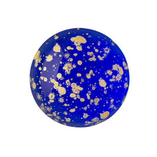 Czech Glass Cabochon 18mm - Sapphire Splash Gold