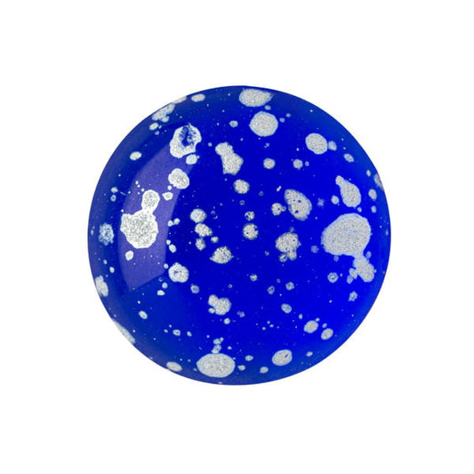Czech Glass Cabochon 18mm - Sapphire Splash Silver