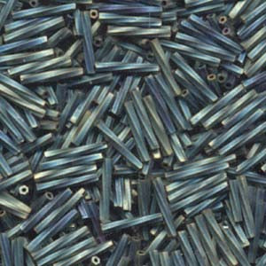 Long 2x12mm Twisted Miyuki Bugle Beads 10g – Matte Metallic Patina Iris