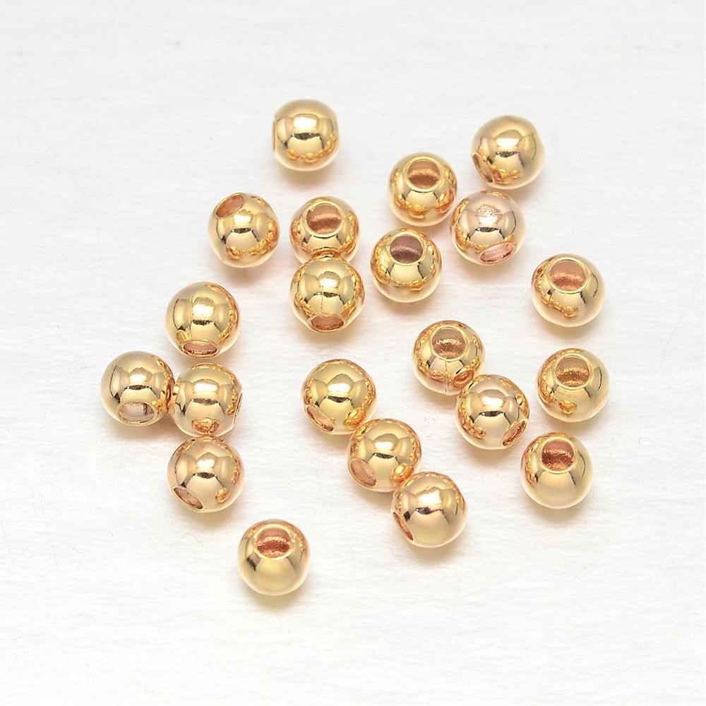 18k Gold Plated 3mm Round Beads - Pack of 50