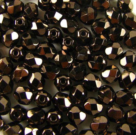 6mm Czech Fire Polish – 23980/14435 – Jet Copper Luster x 100