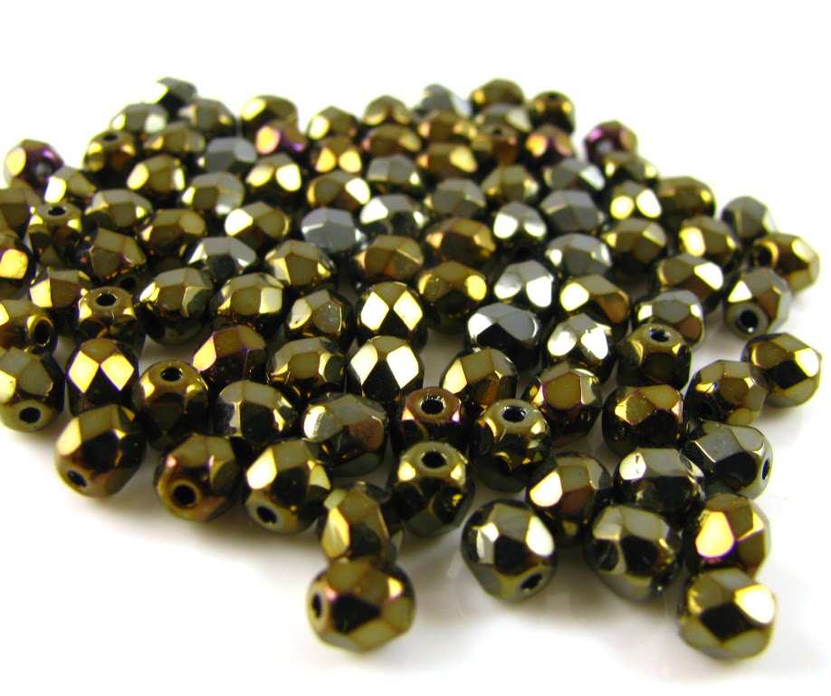 3mm Czech Fire Polish – 23980/21415 – Jet Nut Iris x 100