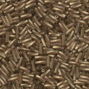 6x2mm Twisted Miyuki Bugle Beads 10g – Gold Antiqued Matte Transp Topaz
