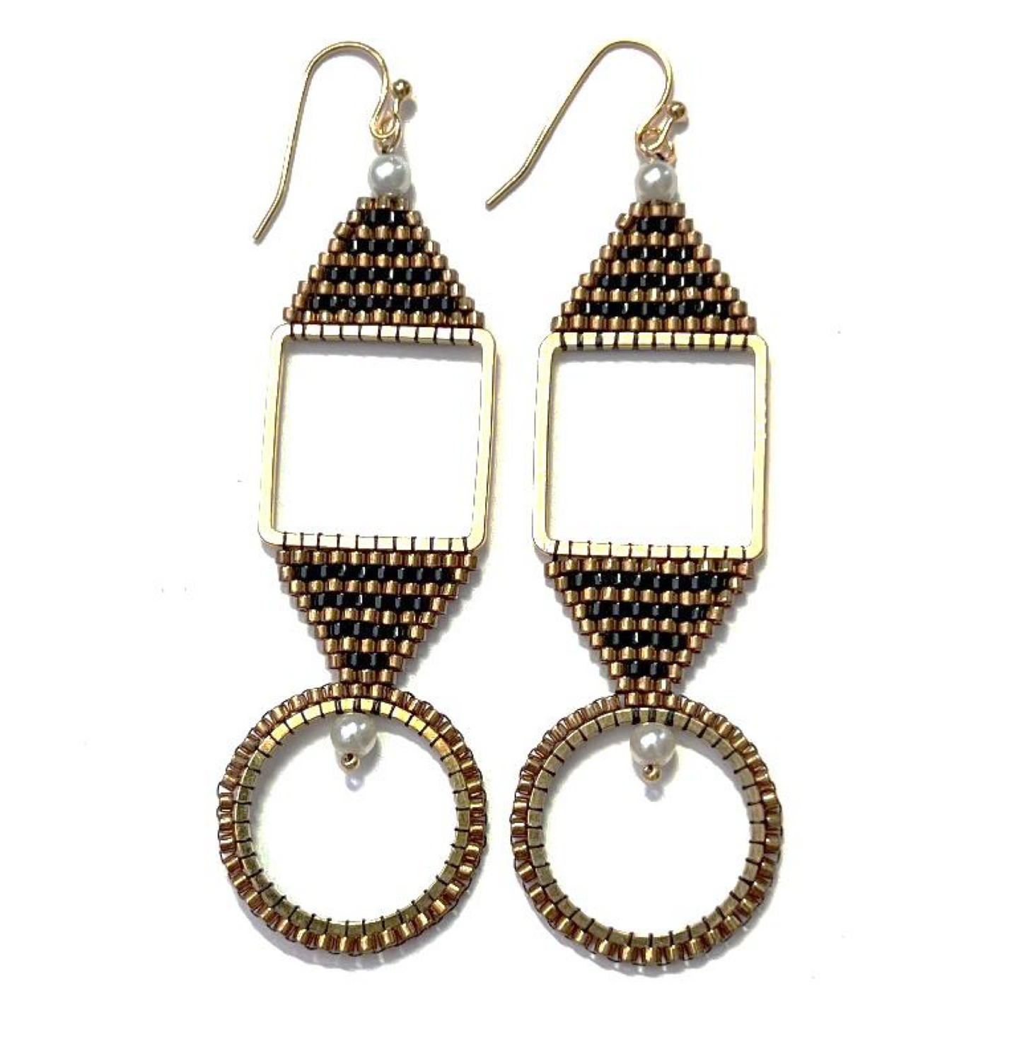 Geometry Frame Earring Pattern by Leslie Rogalski - Instant Download or Printed Copy image 0