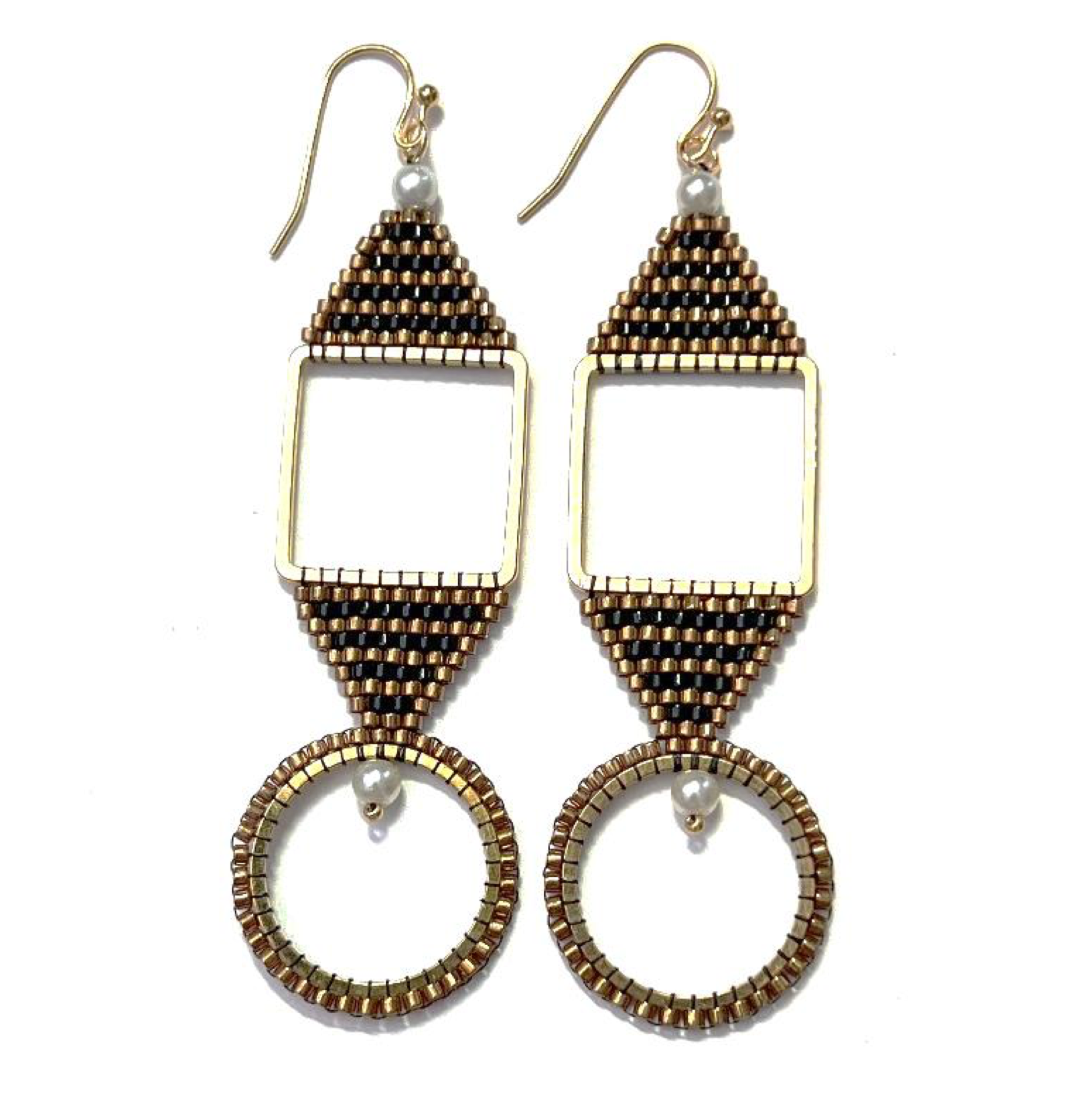Geometry Frame Earring Pattern by Leslie Rogalski - Instant Download or Printed Copy image 0