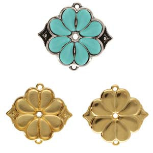 Apokrousi PaisleyDuo Connector Setting - Gold Plated - Pack of 1