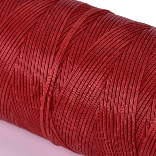 0.8mm Waxed Flat Polyester Cord - Spool of 20 Meters - Red