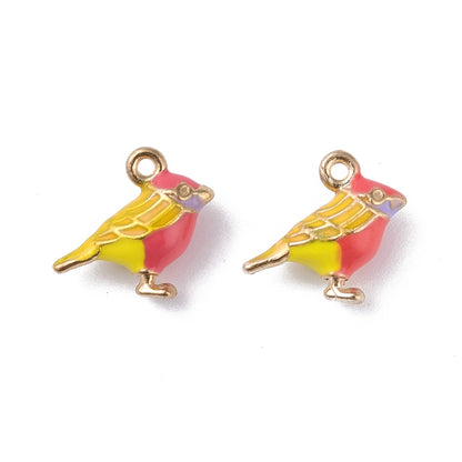 Gold Plated 3D Enamel Canary Charms 14x17mm - Pack of 2