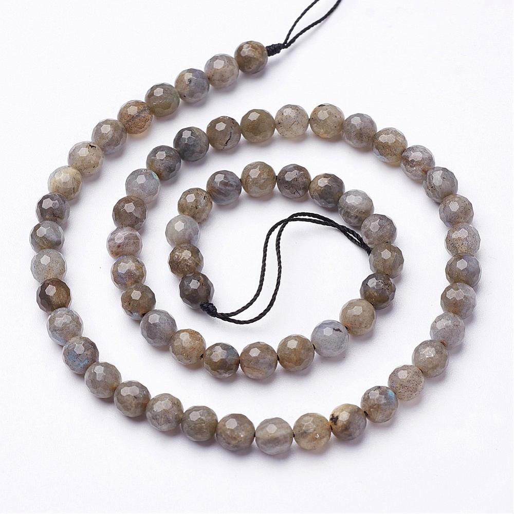 Natural 6mm Faceted Labradorite Bead Strand - Approx 60 Beads