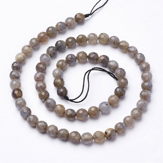 Natural 6mm Faceted Labradorite Bead Strand - Approx 60 Beads