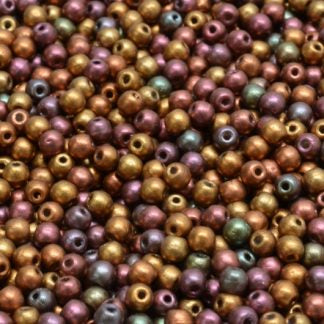 3mm Pressed Glass Round Beads - Pack of 100 - Violet Rainbow