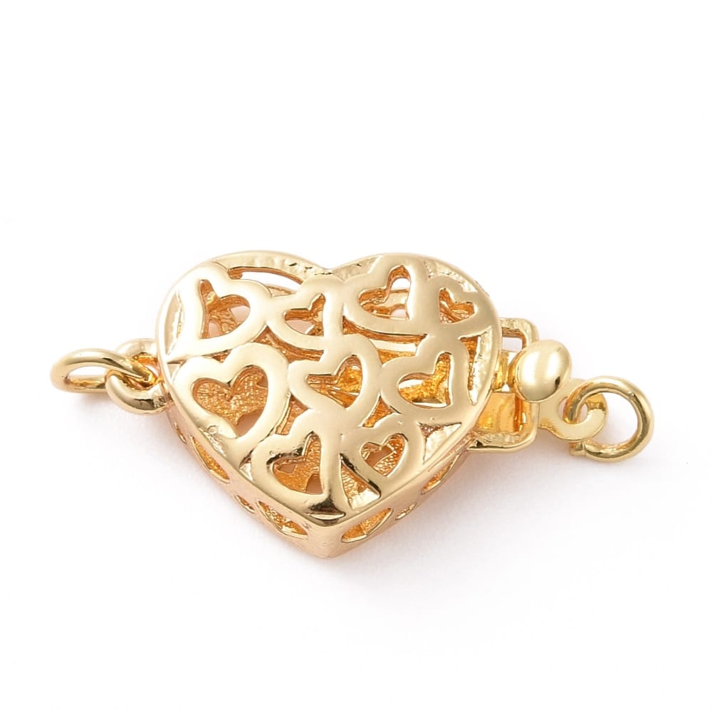 Gold Plated Heart Box Clasp 16.5x10.5mm
