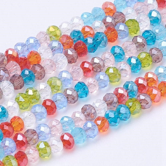 3x2mm Rainbow Crystal Rondelle Strand – Approx 140 beads