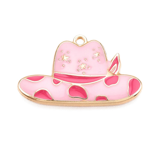Gold Plated Enamel Cowboy Hat Charm - 21x34mm