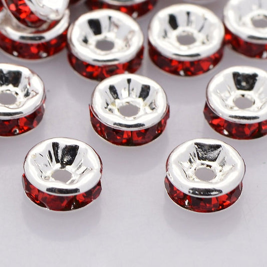 6mm Garnet Crystal Rondelle – Pack of 6