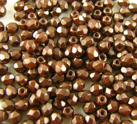 3mm Czech Fire Polish – 02010/25036 – Pastel Dk Bronze x 100