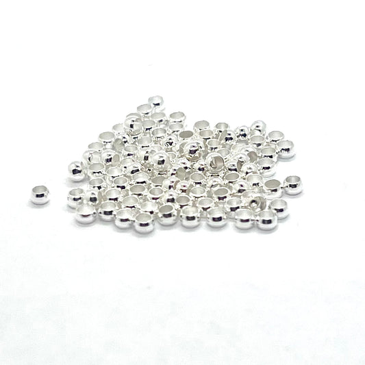 3mm Large Hole (2mm) Silver Plated Beads – Bag of 100