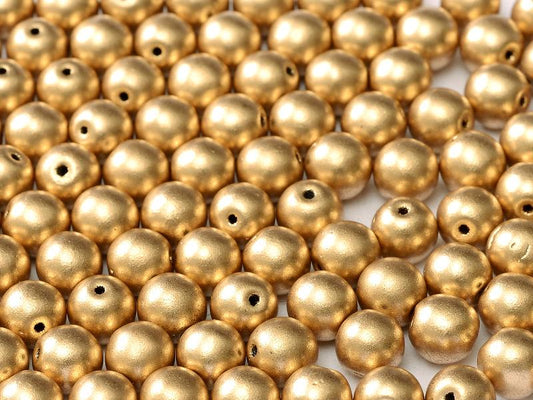 4mm Pressed Glass Round Beads - Pack of 100 - Light Gold Matte