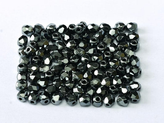 3mm Czech Fire Polish – 23980/27200 – Jet Vacuum Hematite Full x 100