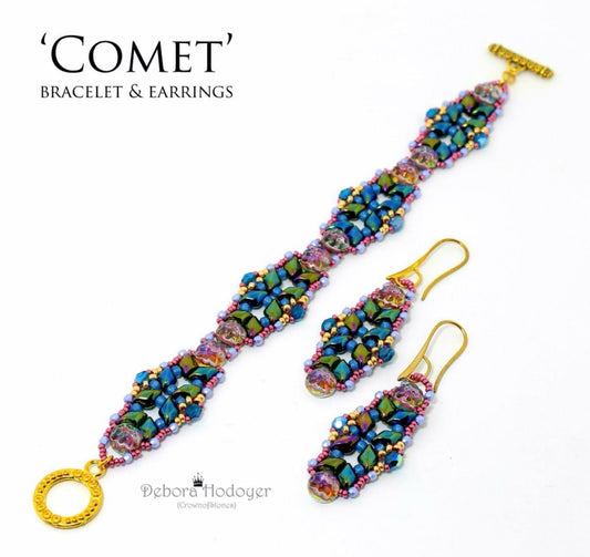 Comet Bracelet and Earring Pattern by Debora Hodoyer - Instant Download or Printed Copy image 0