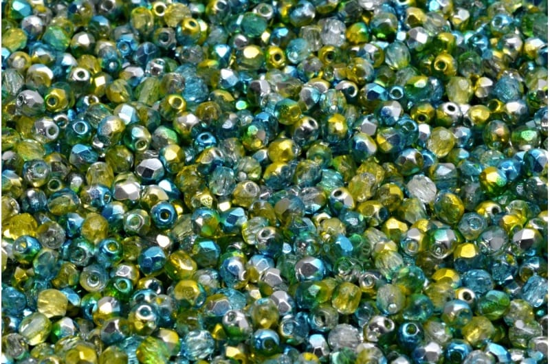 3mm Czech Fire-Polish – 00030/48210 – Two Tone Emerald Lime Green x 100