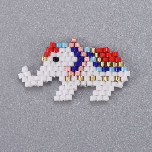 Handmade Beaded Elephant Charm 30x18mm