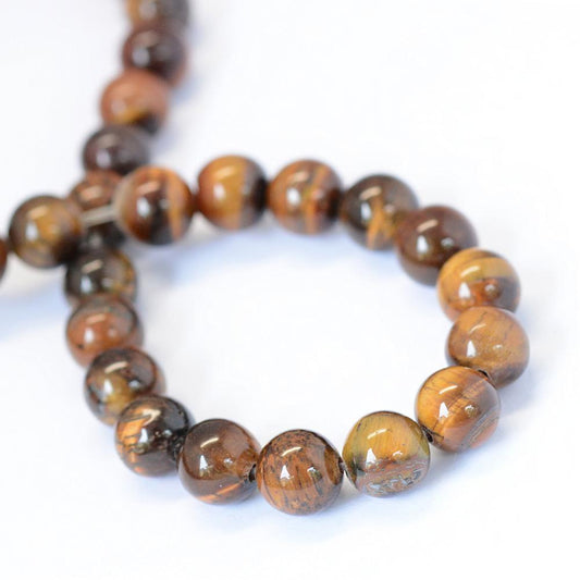 6mm Natural Tiger Eye Round Bead Strand - Approx 65 Beads