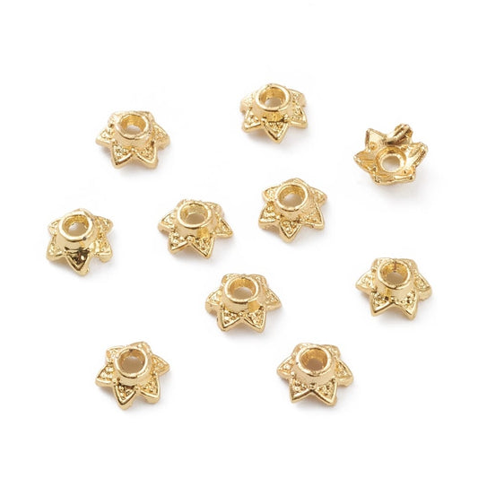 6x3mm 18k Gold Plated Star Bead Caps - Pack of 20