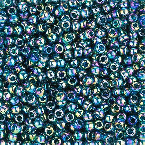8/0 Toho Seed Beads - 10g Bag – Transparent Rainbow Teal