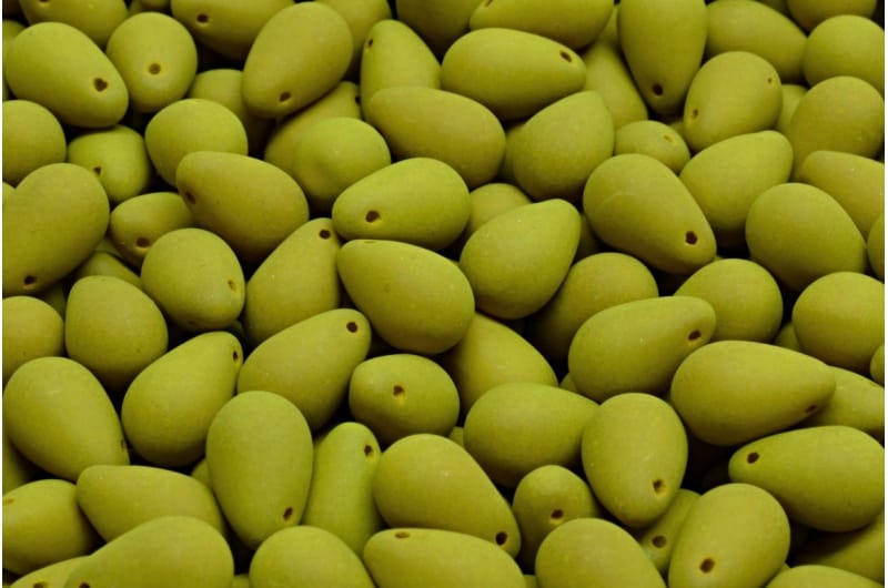 Czech Glass Drop Beads - 6x9mm - Matte Velvet Lemongrass - Pack of 10