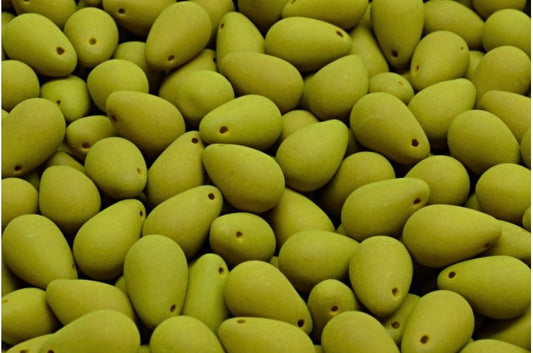 Czech Glass Drop Beads - 6x9mm - Matte Velvet Lemongrass - Pack of 10
